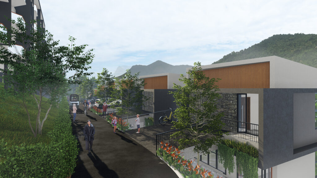 A rendered image of a resort project designed by Lykke Architecture Studio under hospitality category.